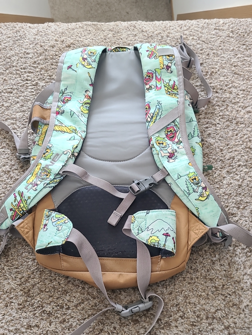 ⏰️🆑️Dakine Heli Pro 20 L Pray4Snow Graphic Snowboarding Backpack with Tan Base - Picture 3 of 14